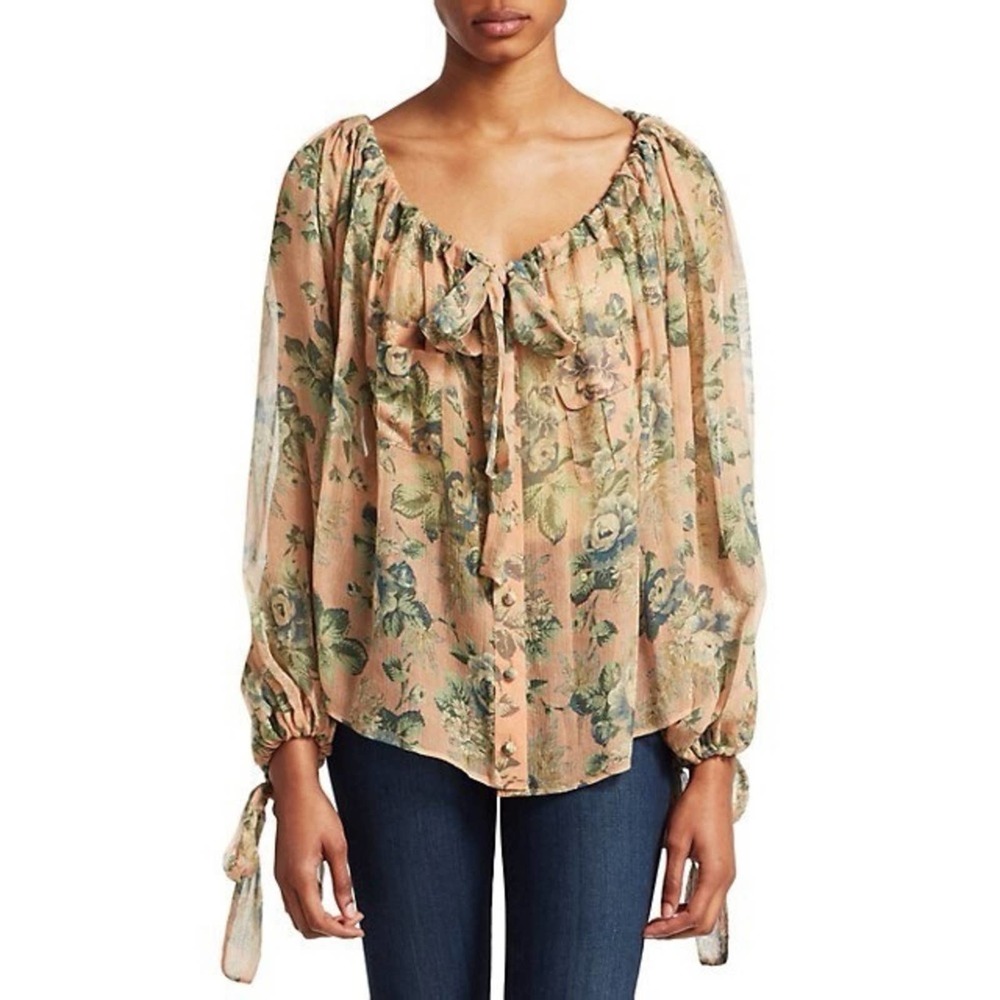 Zimmermann $530 RETAIL Tempest Gathers Silk Blouse